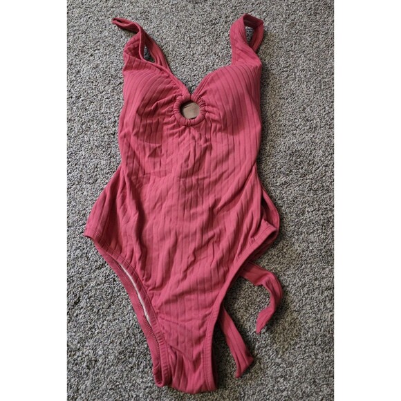Kona Sol Other - NWT Kona Sol Medium  Women’s  Pink One Piece Padded Bra Swimsuit Tie Bac…